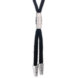 Bolo tie med silverfäste och svart nylonrep