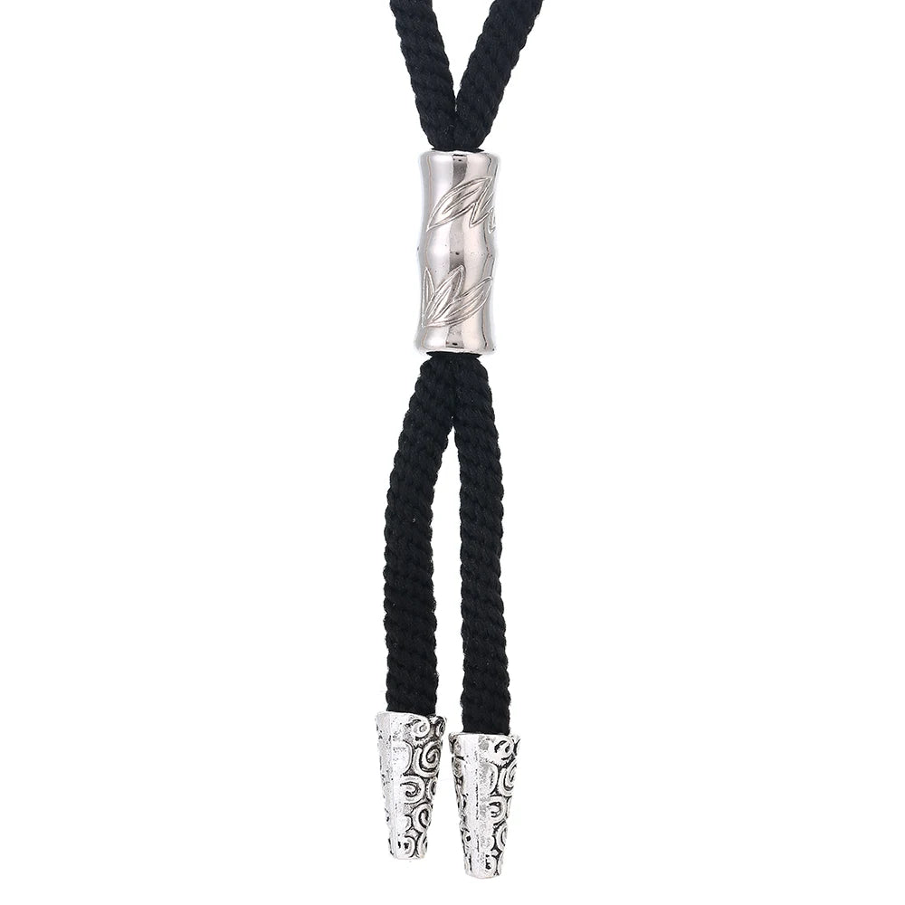 Bolo tie med silverfäste och svart nylonrep