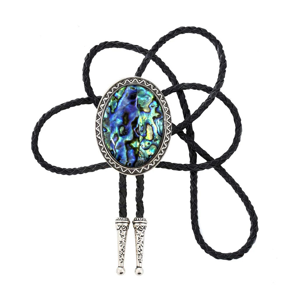 Bolo tie med blågrön skimrande sten