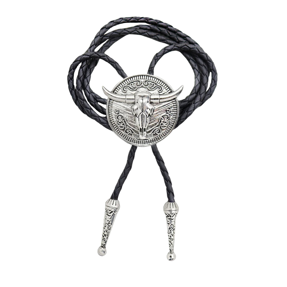 Bolo tie med tjurhuvud i silver