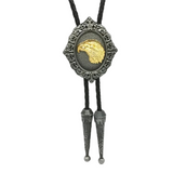 Bolo tie i antiksilver med djurmotiv och snidad ram