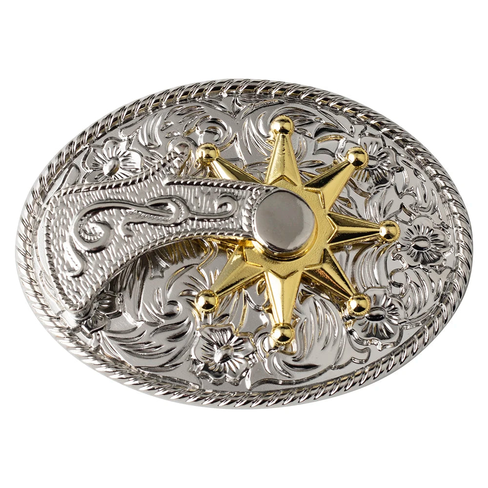 Bältesspänne western med silver och guld sheriffstjärna