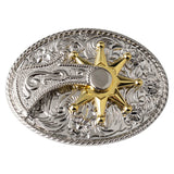 Bältesspänne western med silver och guld sheriffstjärna