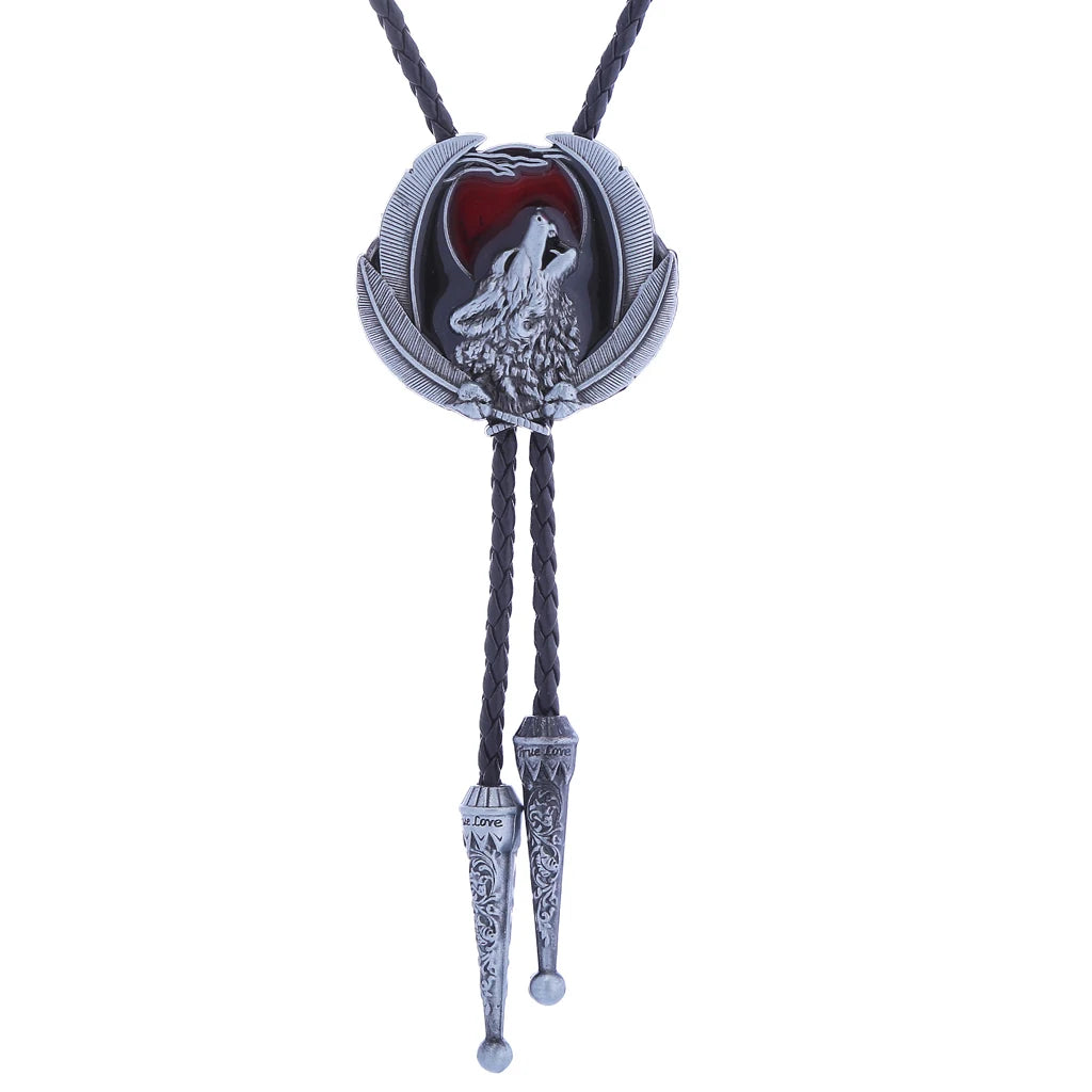 Bolo tie med vargmotiv i legering