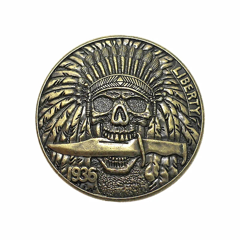 Concho Döskalle i Mässing med Indianmotiv