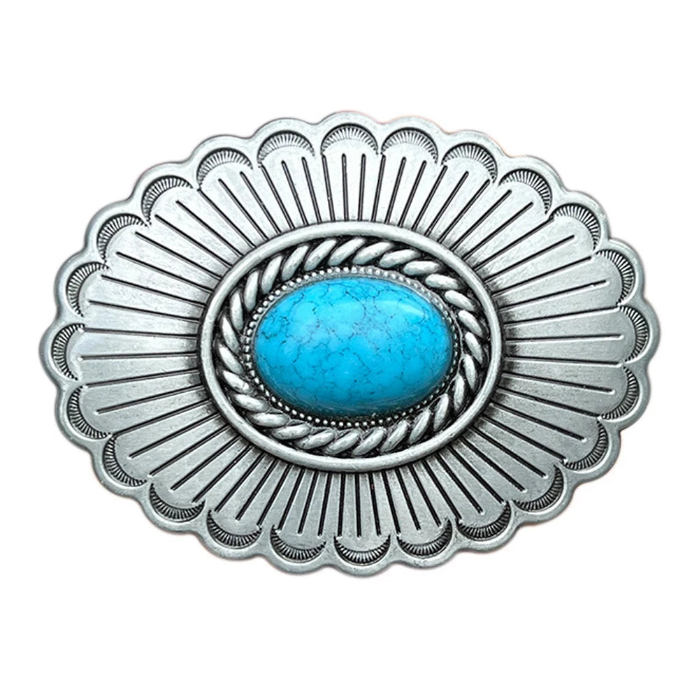 Concho Bältesspänne Turkis Sten Silverfärgat Western