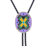 Bolo tie i justerbart läder med färgstarkt totemmönster