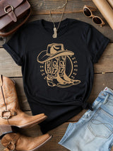Svart T-Shirt med Westerntryck
