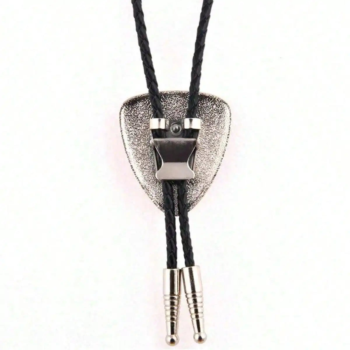 Bolo tie i läder med svart trekantig sten