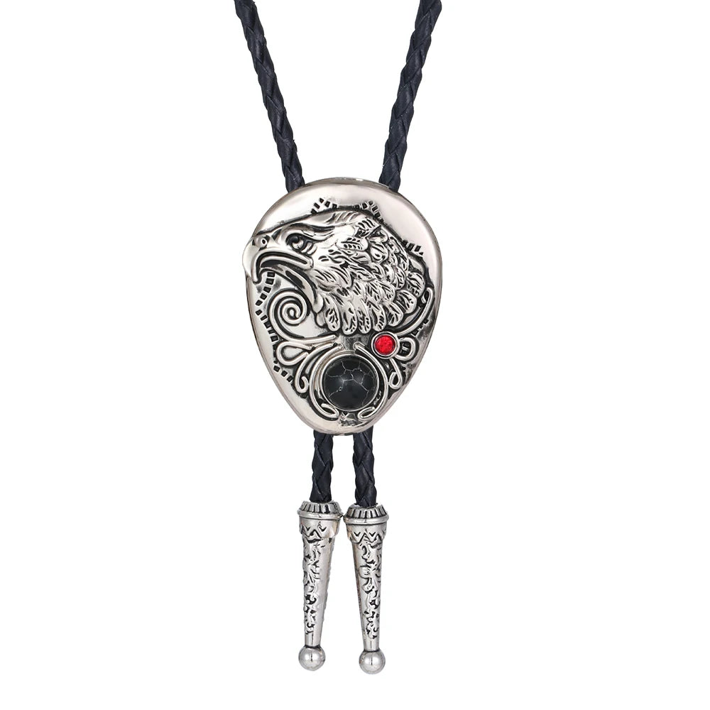 Bolo tie med örn i silver och ädelsten