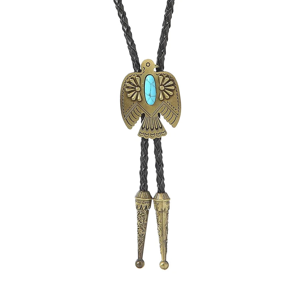 Bolo tie med örnmotiv och turkos sten