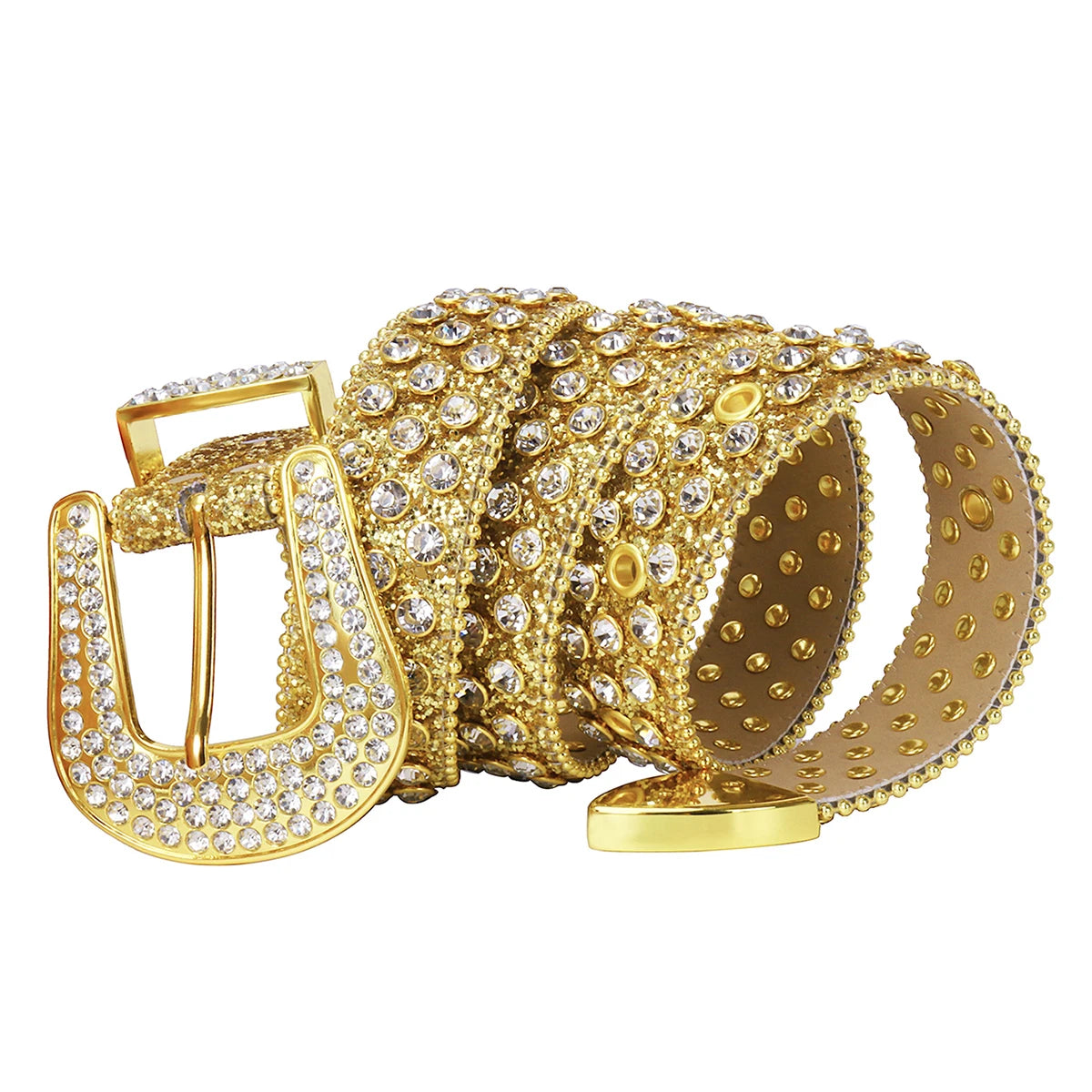 Gyllene westernbälte med strass