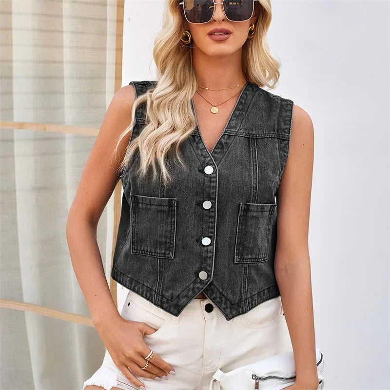 Denim väst dam