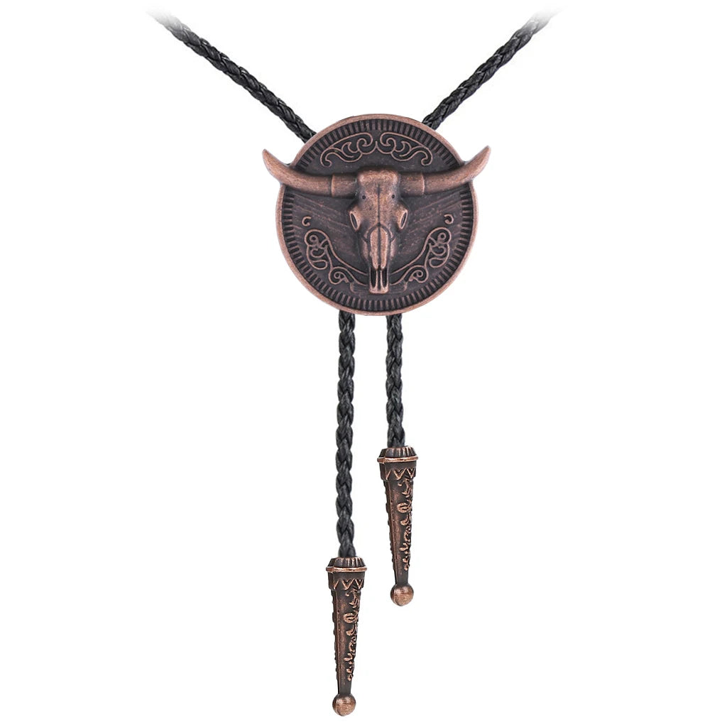 Bolo tie med tjurhuvud med långt horn