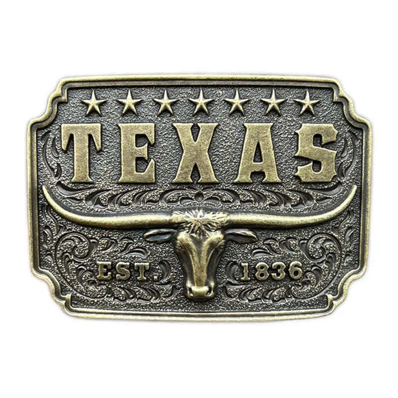 Bältespänne Texas med tjurskalle och stjärnor