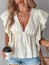 Kortärmad beige blus