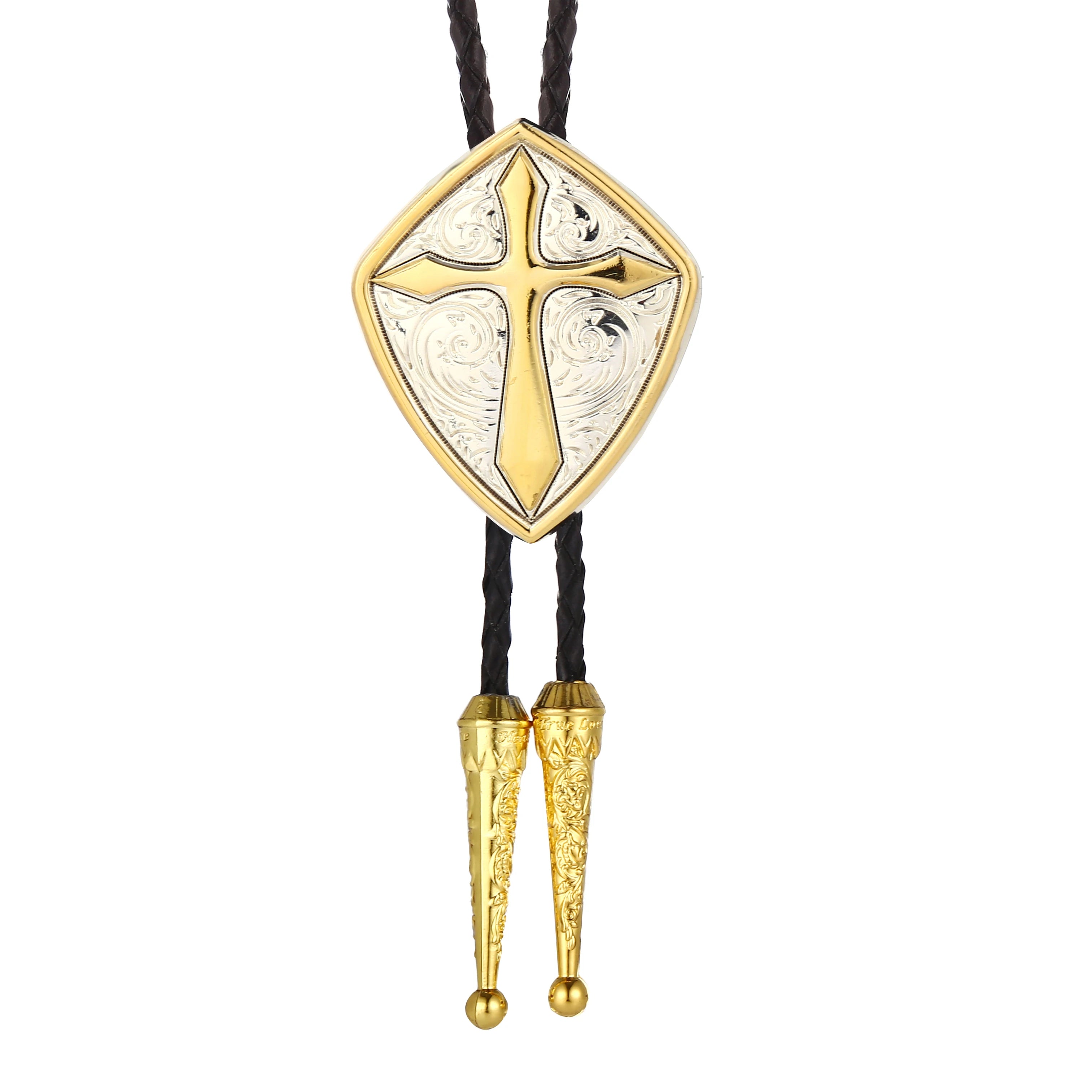 Bolo tie med korshänge i metall