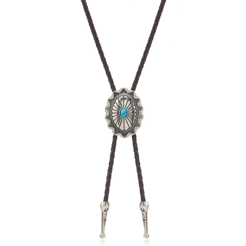 Bolo tie med turkosdetalj och justerbar läderrem