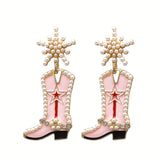 Cowboyboots-örhängen med pärlor och snöflinga