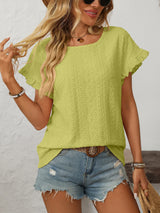 T-shirt blus med volangärmar
