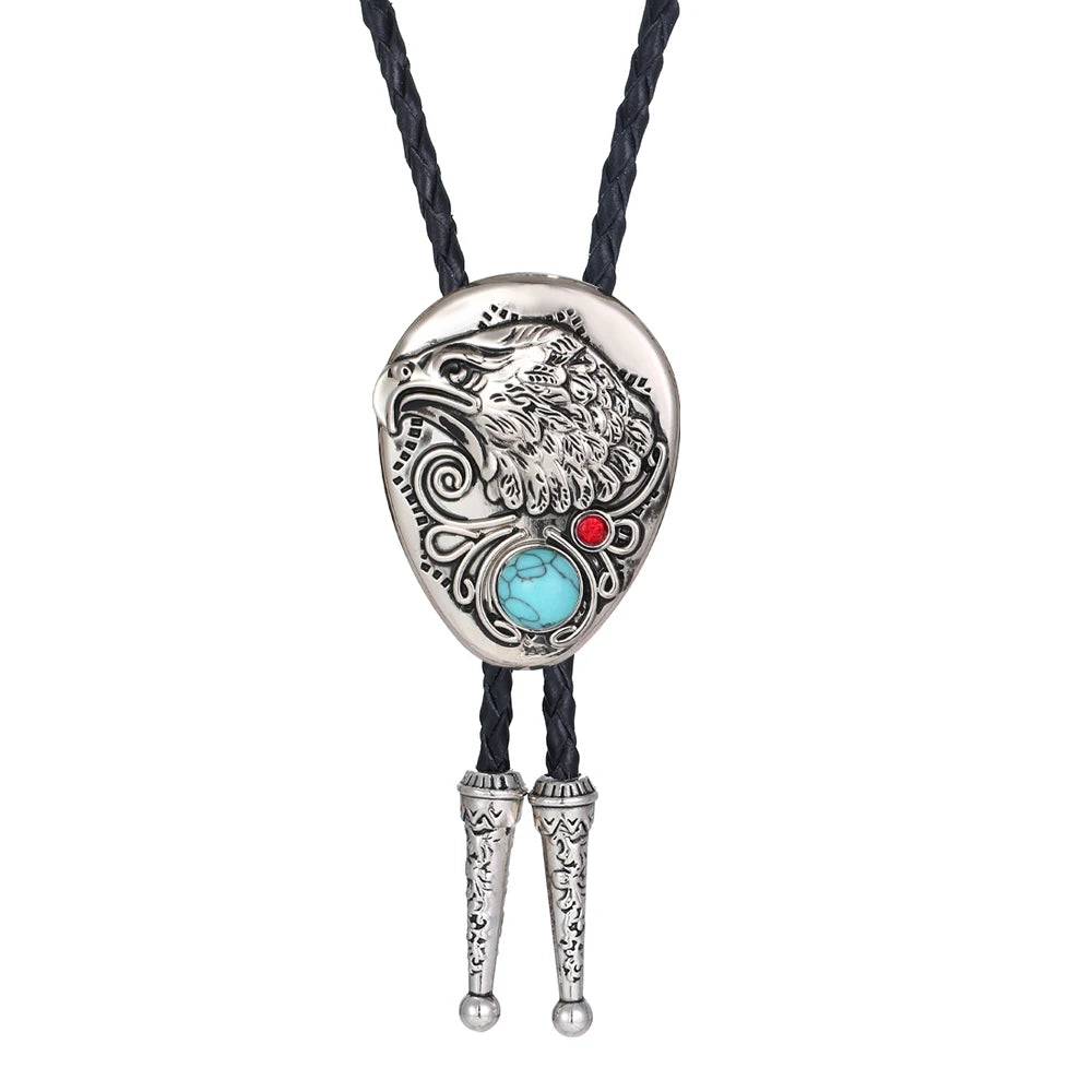 Bolo tie med örn i silver och ädelsten