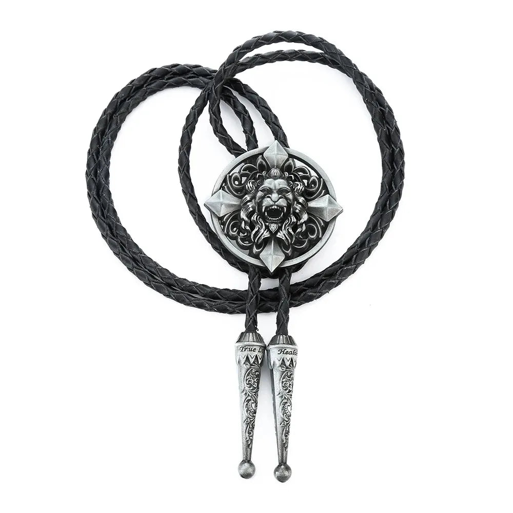 Bolo tie med lejonhuvud i antikmetall