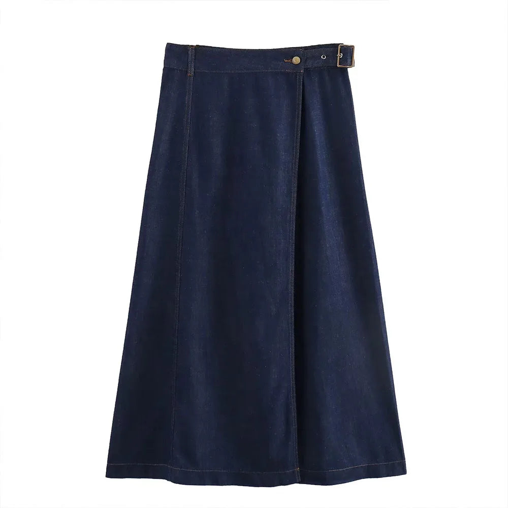 Lång Omlottkjol i Jeans