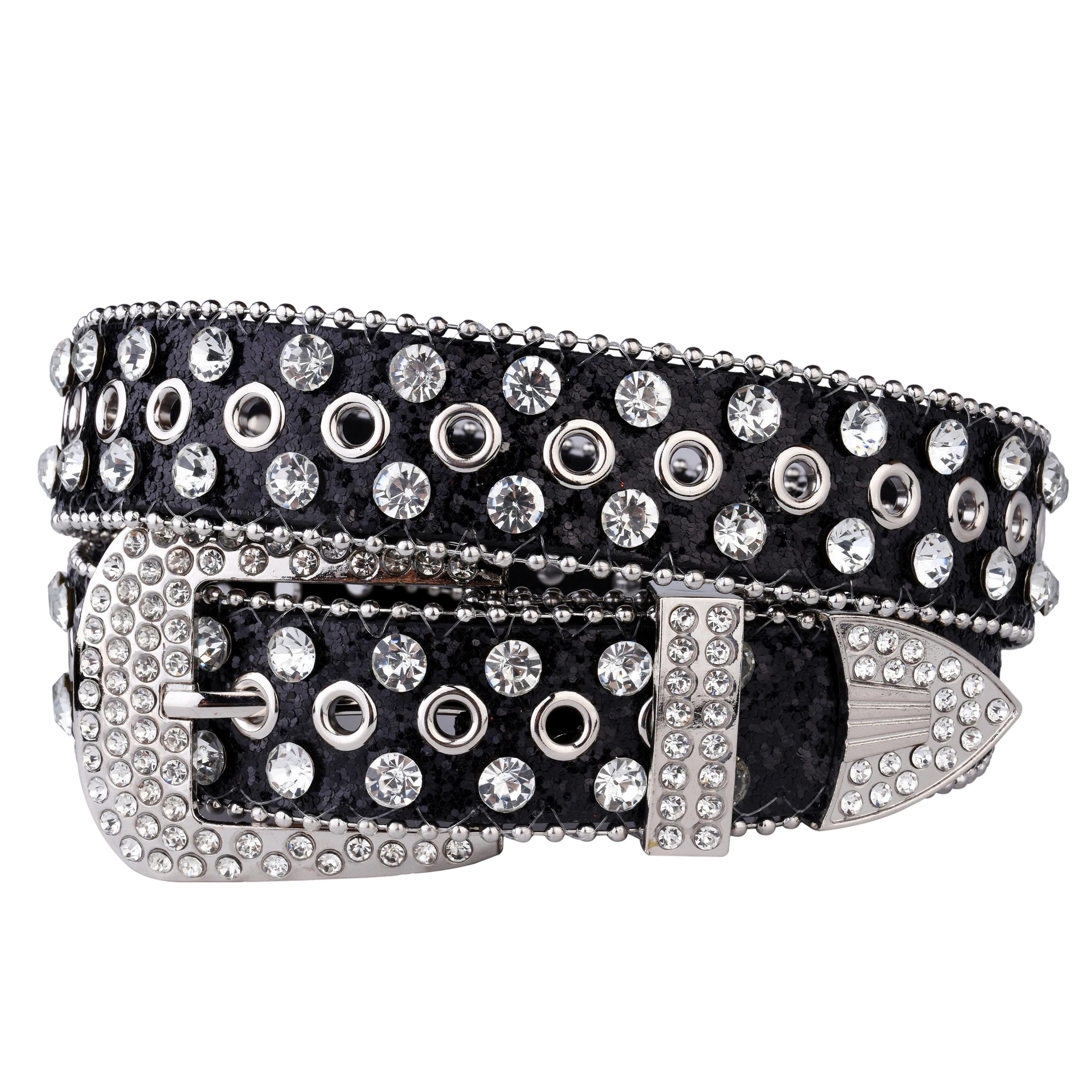 Westernbälte Silverfärgat med Strass och Nitar