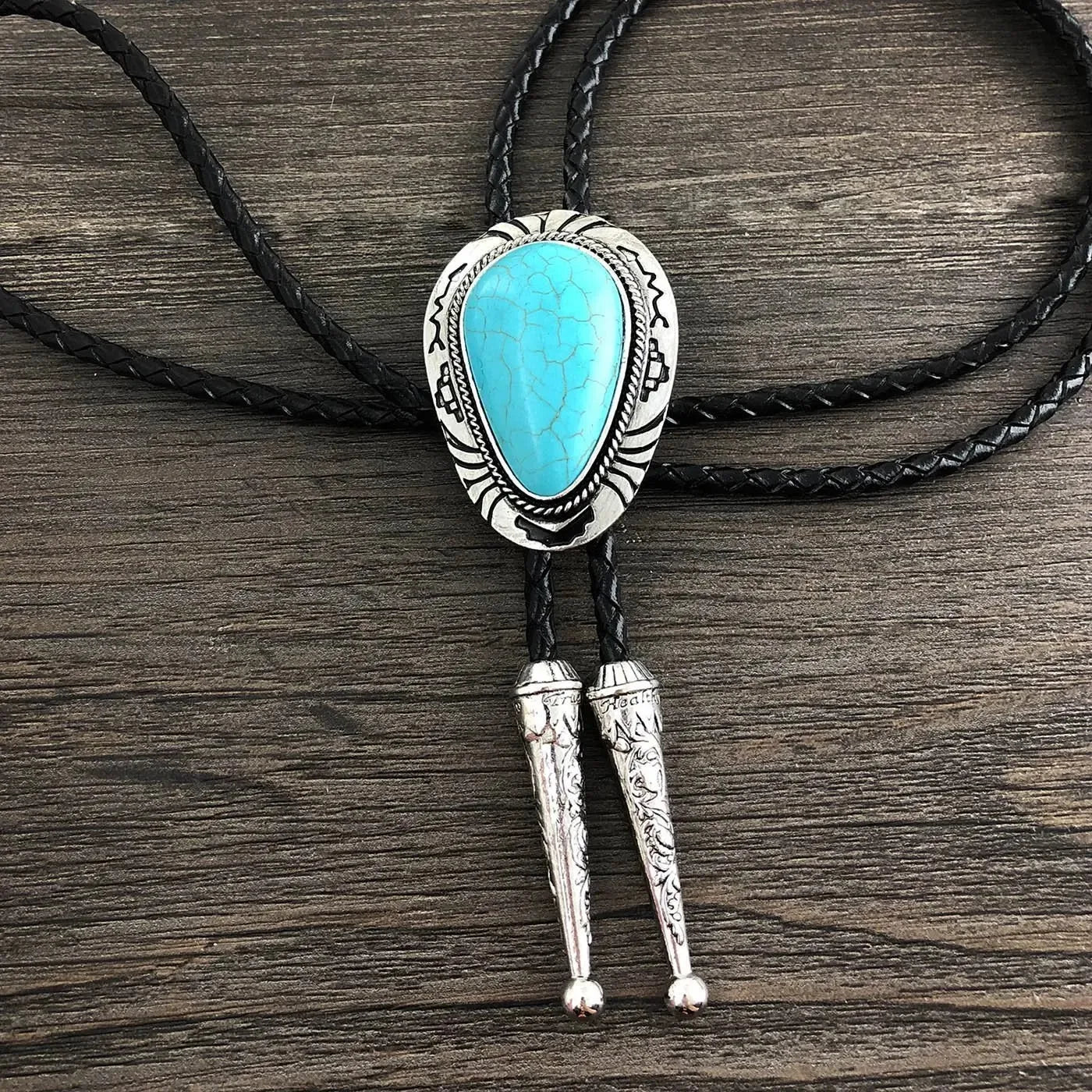 Bolo tie med naturlig blå sten