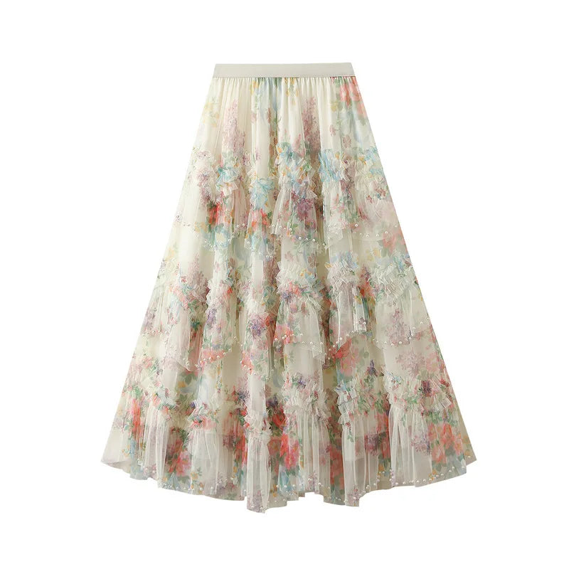 Tyllkjol med blomstermotiv