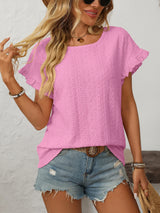 T-shirt blus med volangärmar
