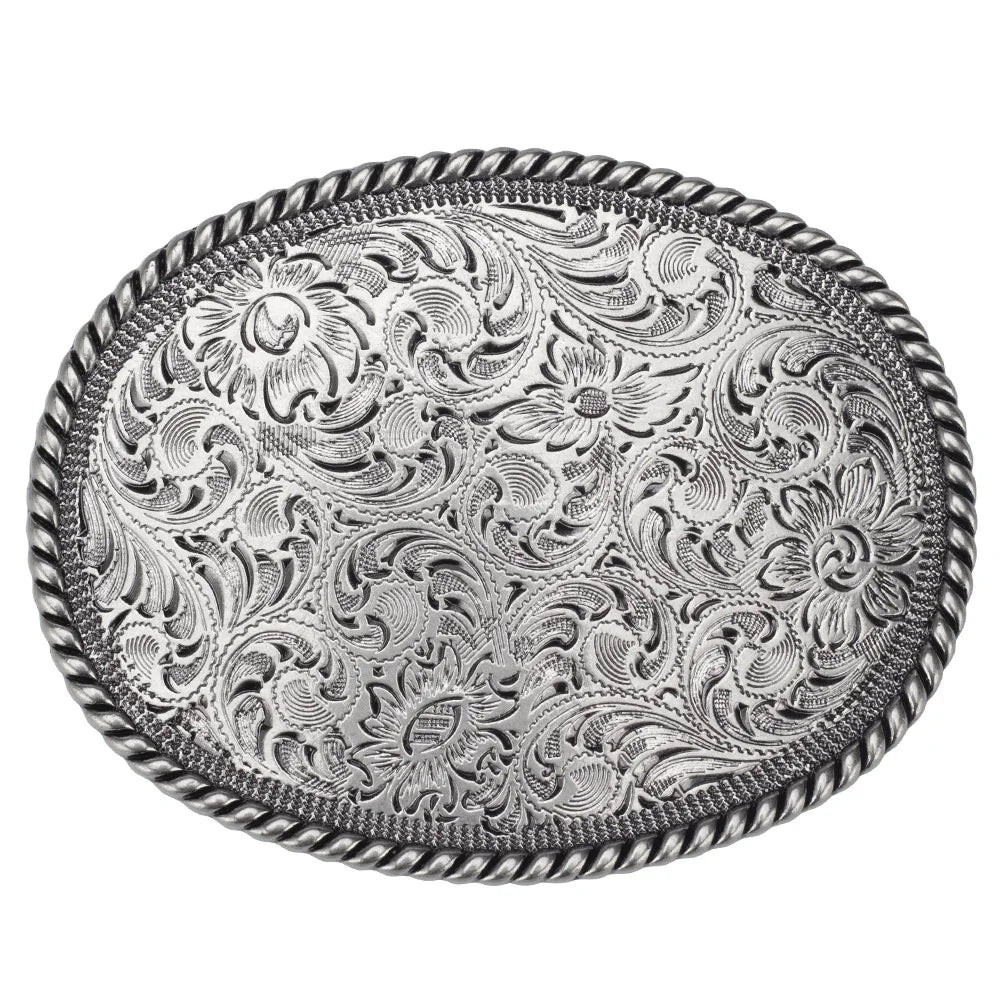 Bältespänne ovalt graverat silver western