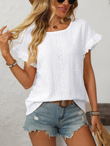 T-shirt blus med volangärmar