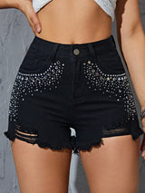 Svarta jeansshorts med strass