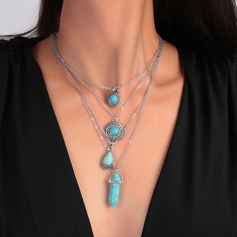 Halsband turkos sten