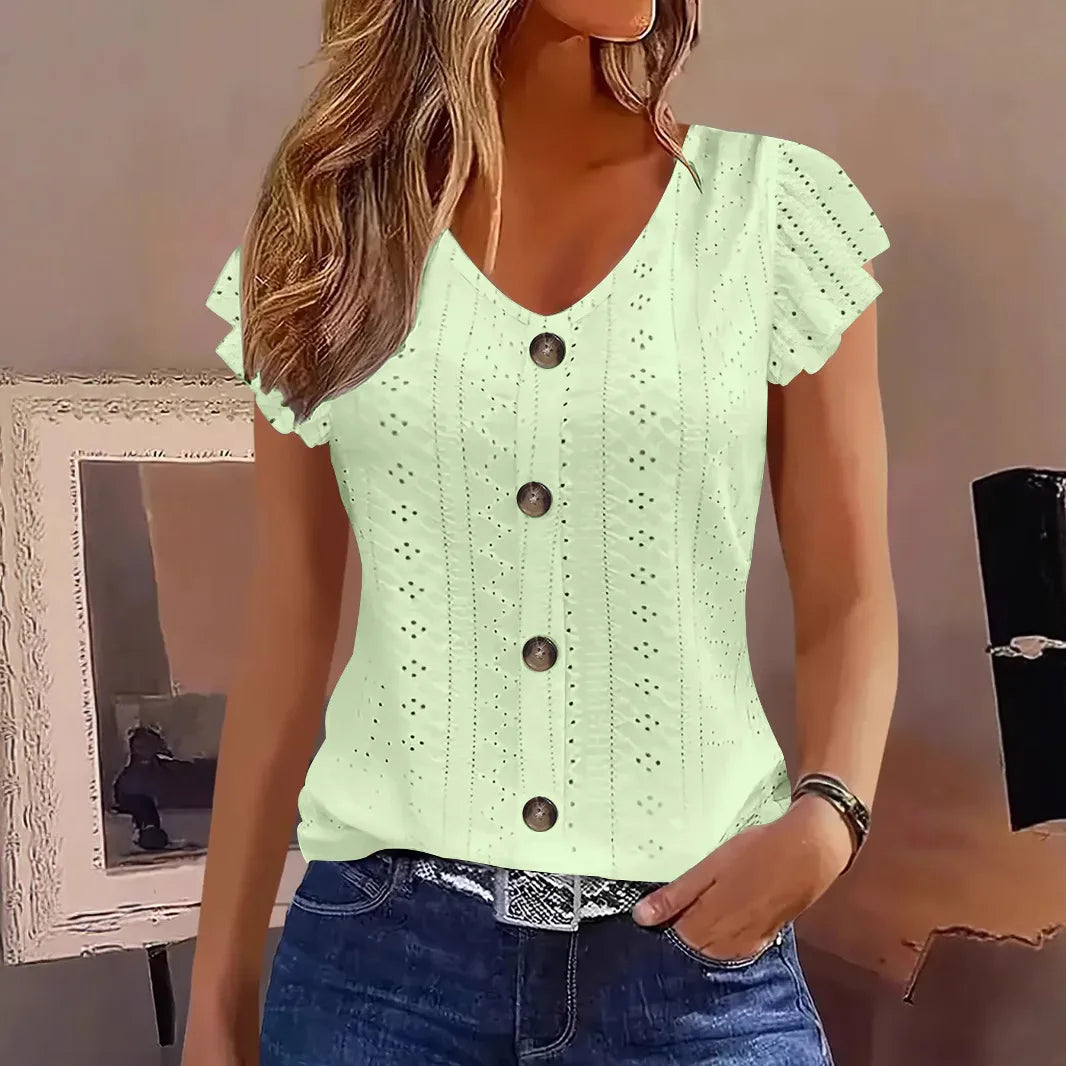 Blus med broderie anglaise