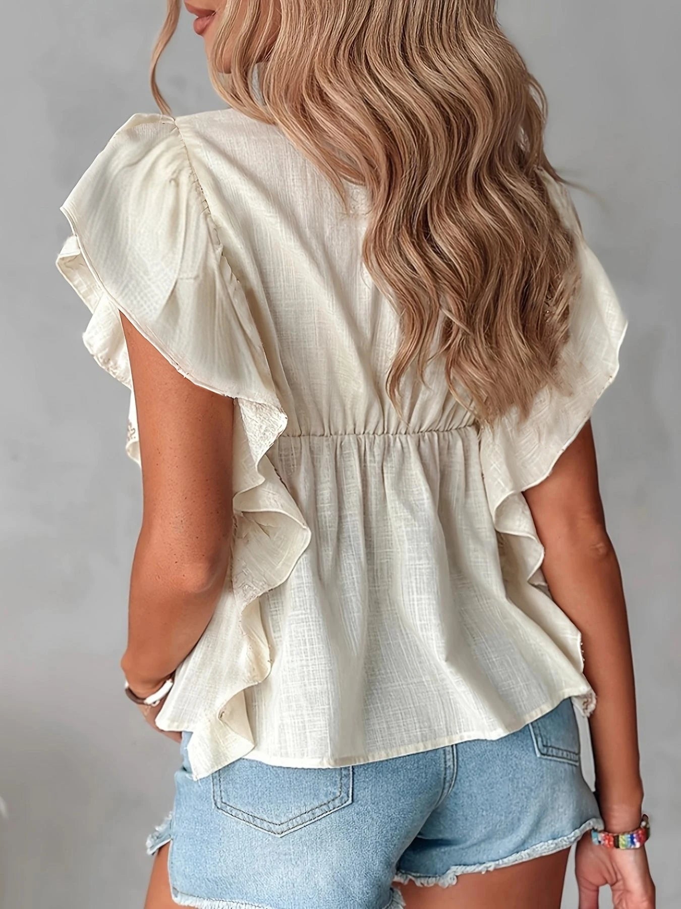 Kortärmad beige blus