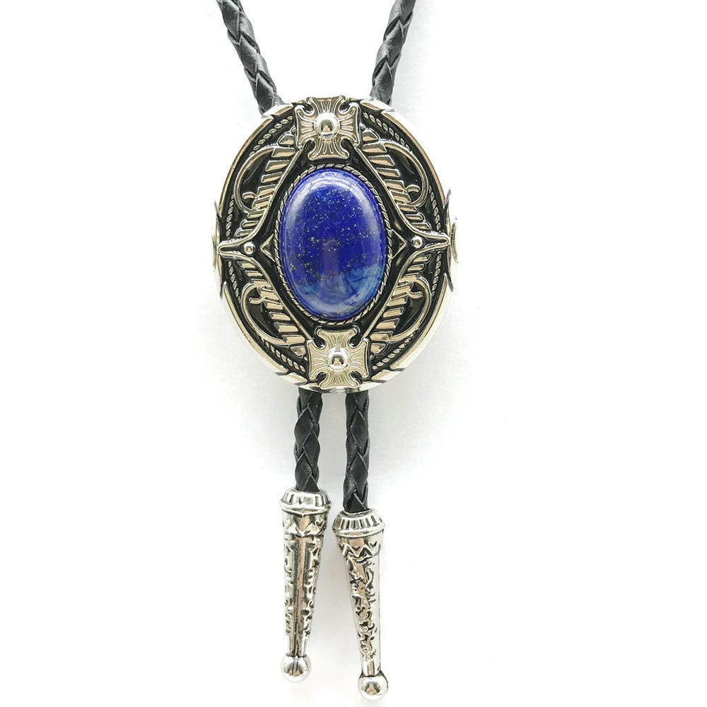 Bolo tie med oval agatsten och vintageinfattning