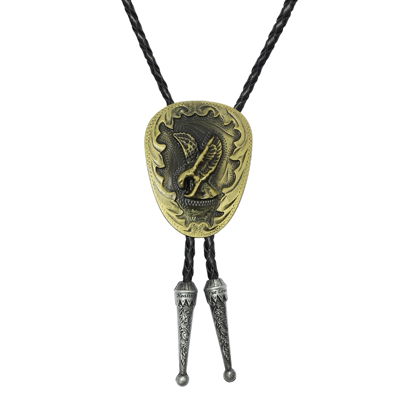 Bolo tie med flygande örn i antikmetall