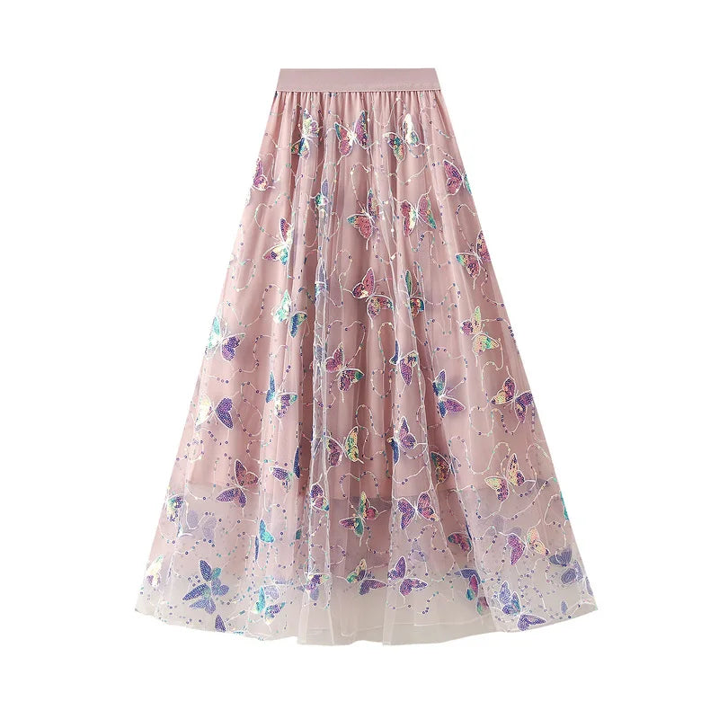 Tyllkjol med glittrande fjärilar