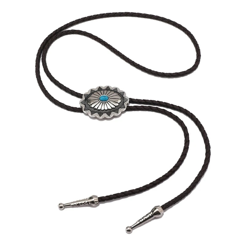 Bolo tie med turkosdetalj och justerbar läderrem