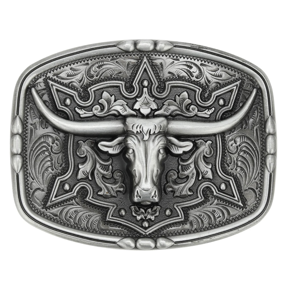 Bältesspänne Longhorn i metall western stil
