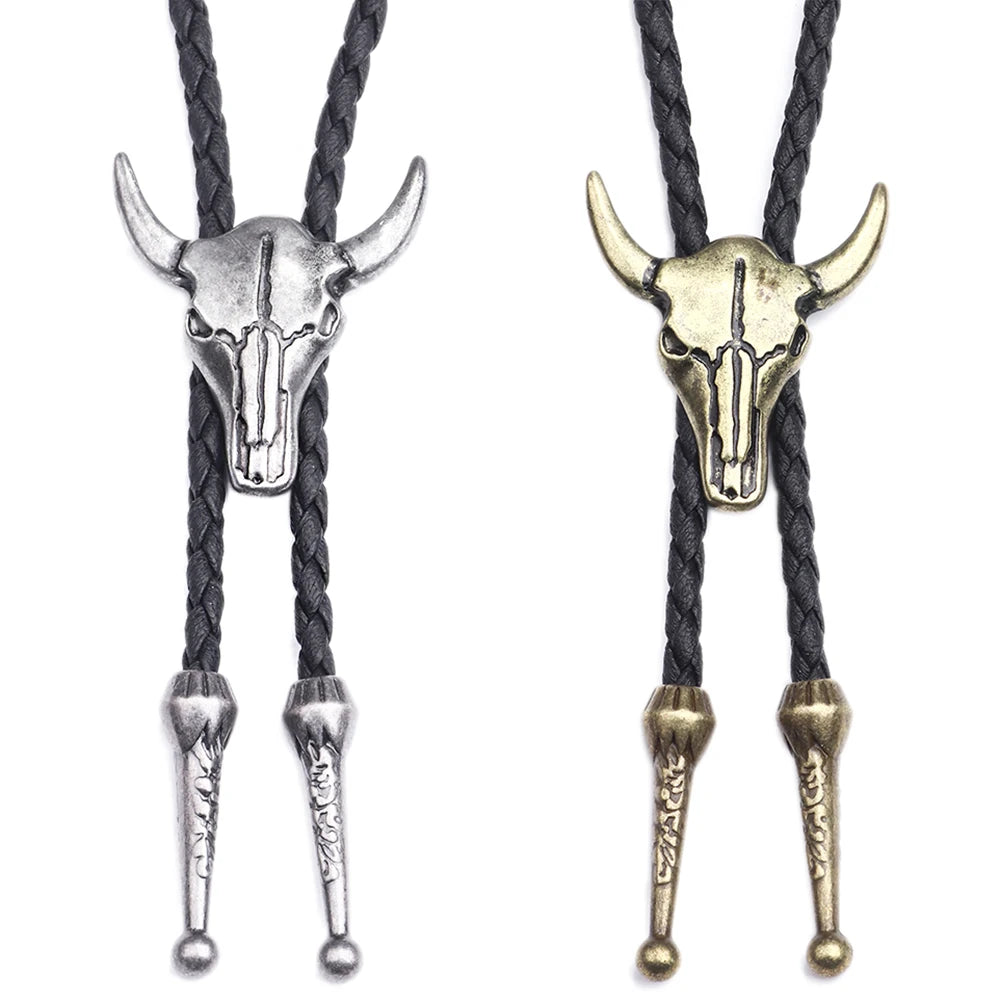Bolo tie med tjurskalle i metall