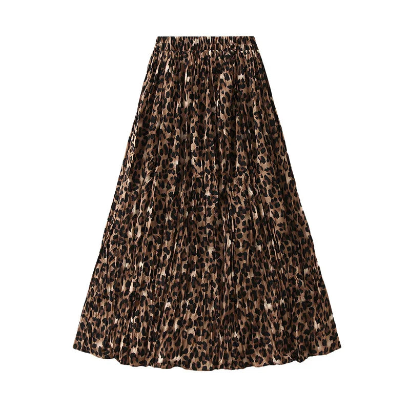 Leopard kjol lång