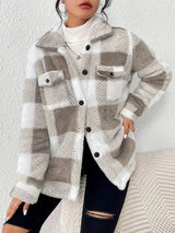 Rutig skjortjacka i teddy-fleece