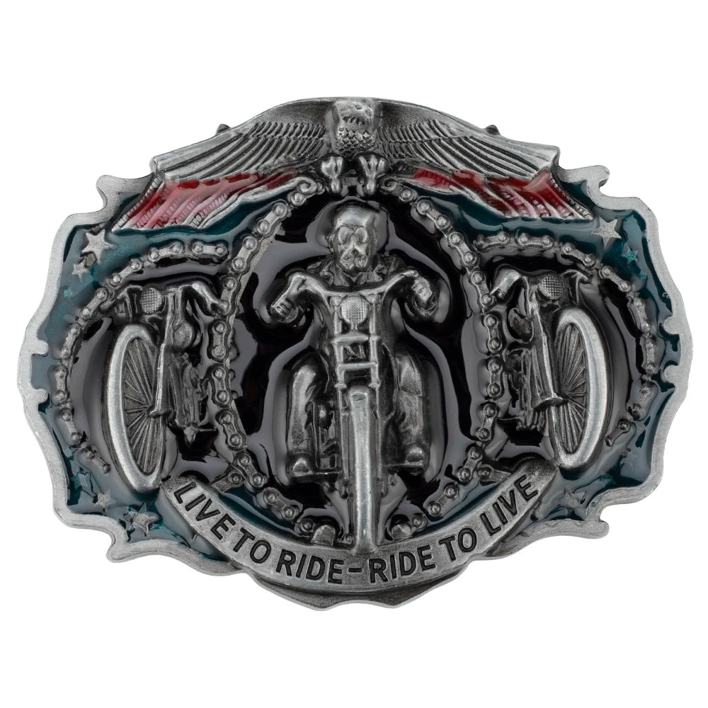 Bältesspänne motorcykel live to ride ride to live vintage stil