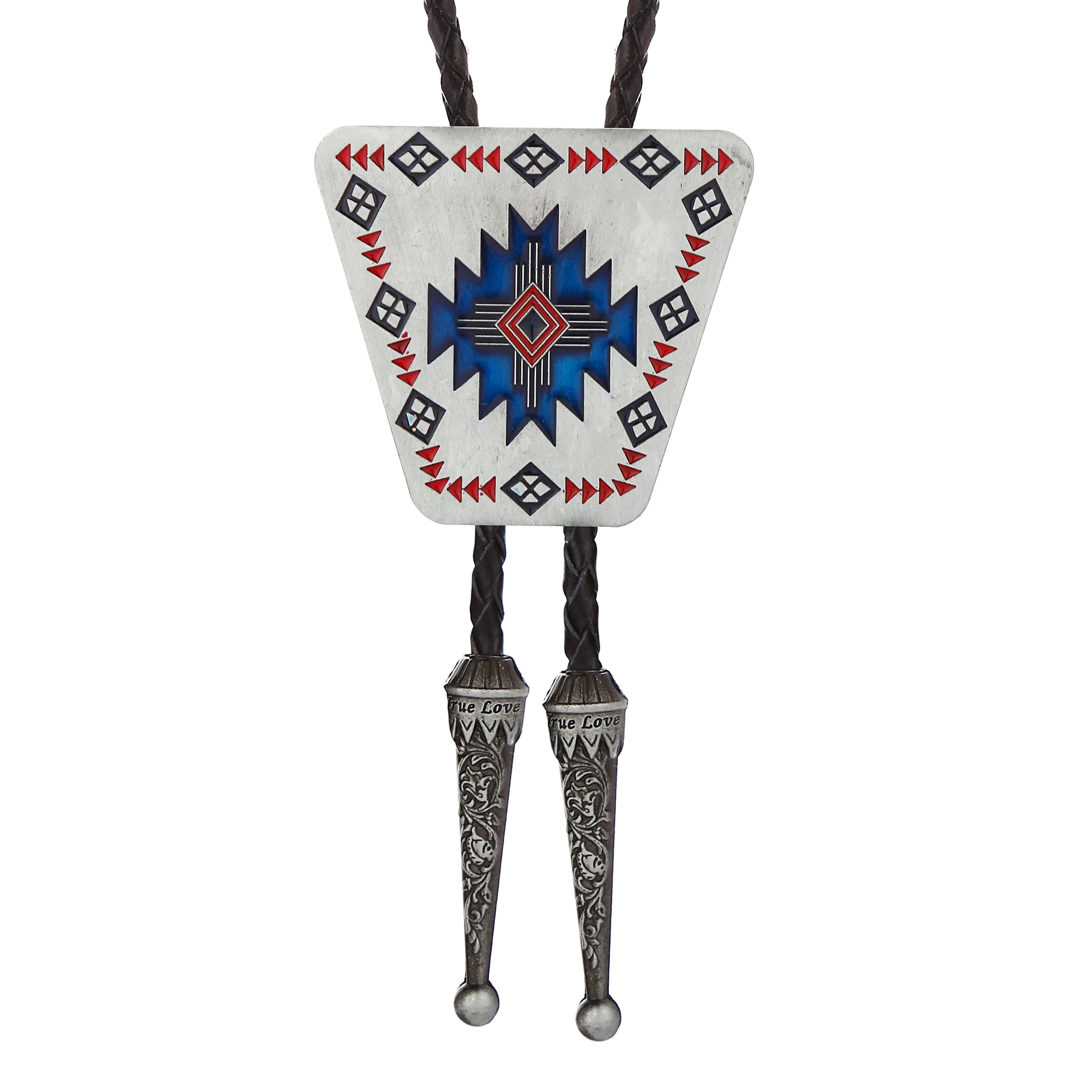Bolo tie i triangelform med geometriskt mönster