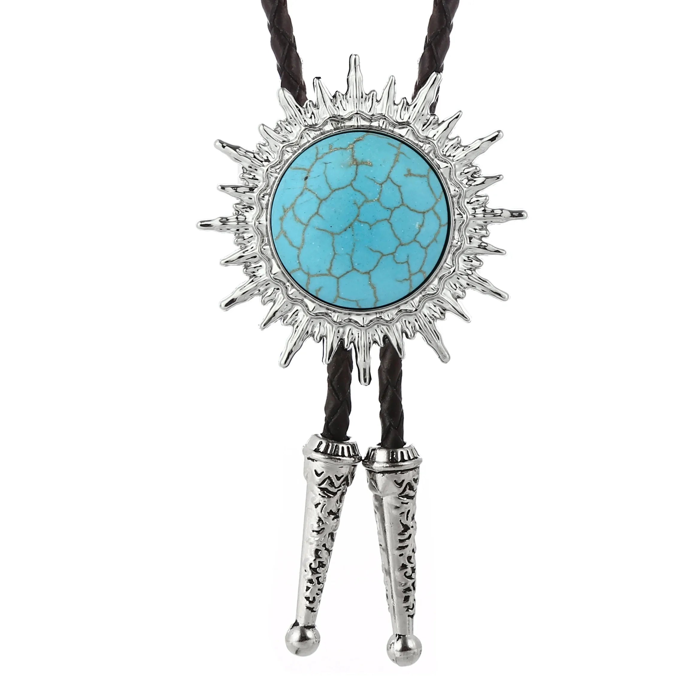 Bolo tie med solinspirerad medaljong i naturglas