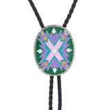 Bolo tie i justerbart läder med färgstarkt totemmönster