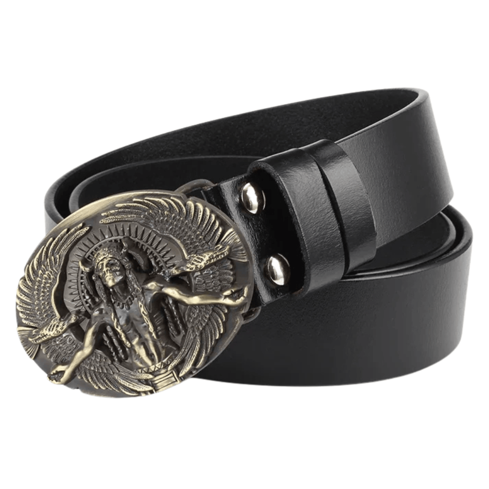 Äkta cowboyläderbälte antikt westernspänne